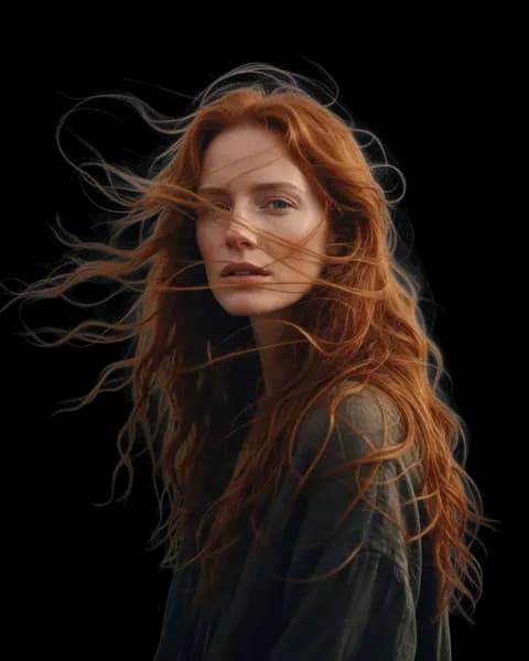 Windblown hair — background removed