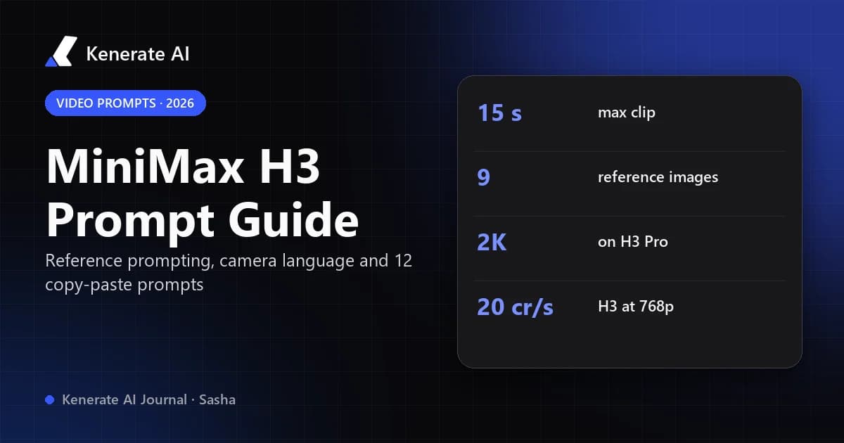 MiniMax H3 Prompt Guide + 12 Copy-Paste Prompts | Kenerate AI