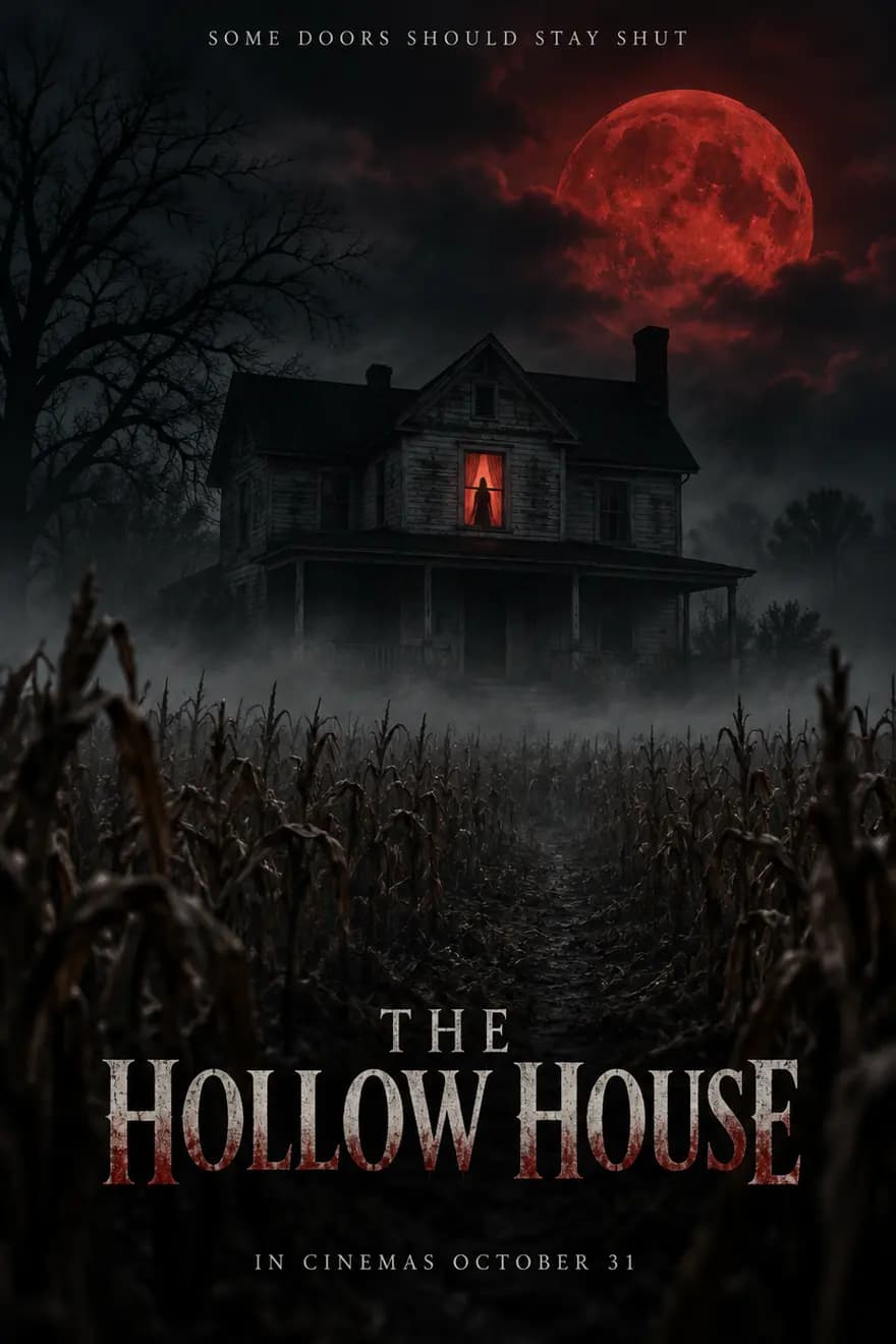 A horror movie poster titled THE HOLLOW HOUSE made with GPT Image 2.5