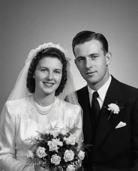 Torn 1940s wedding photo — after Phota Enhance