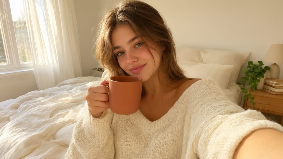 Cozy Morning Coffee Selfie