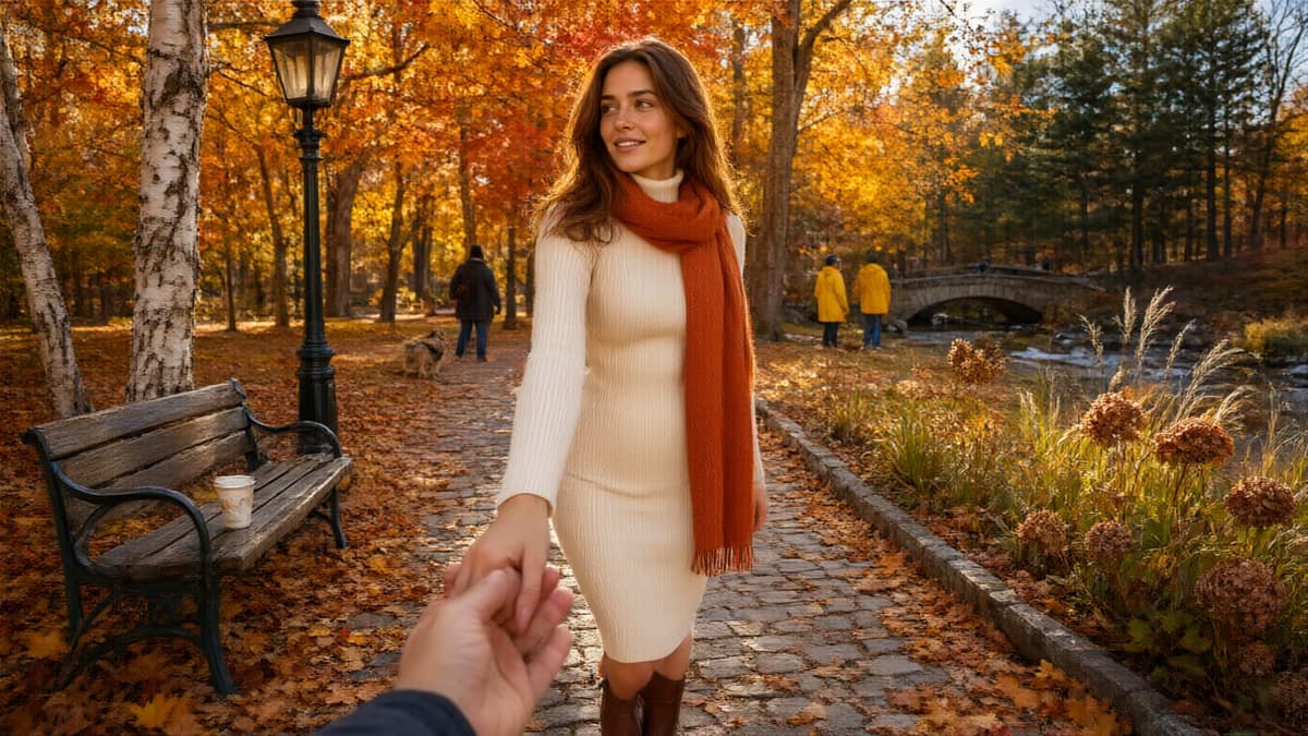 Hand-in-Hand Autumn Park Walk