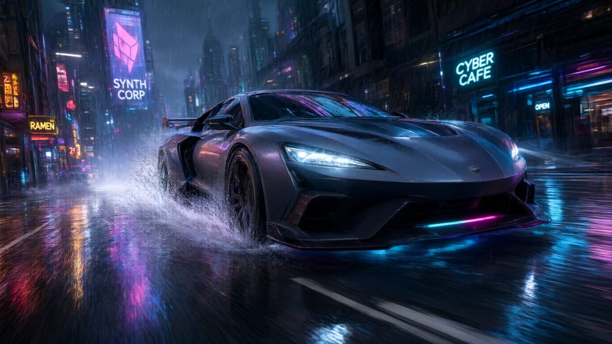 Cyberpunk Supercar Night Drift