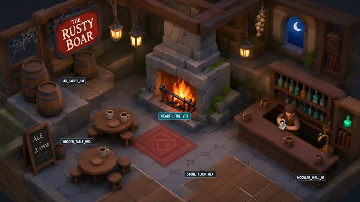 Isometric Fantasy Tavern Interior Asset Pack