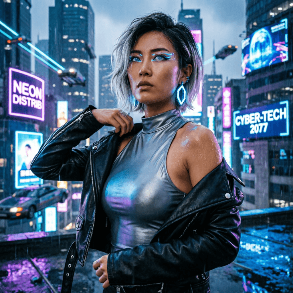 Cyberpunk Jacket Removal — AI Generated