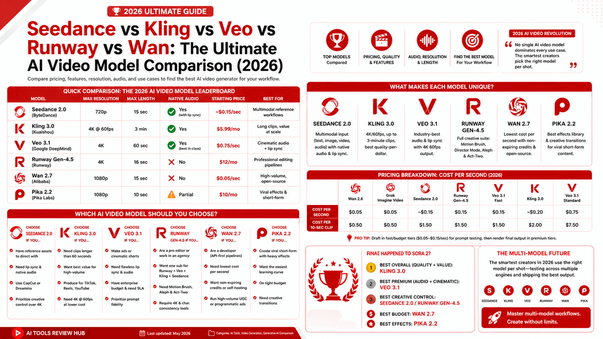 Seedance vs Kling vs Veo vs Runway vs Wan: The Ultimate AI Video Model Comparison (2026)