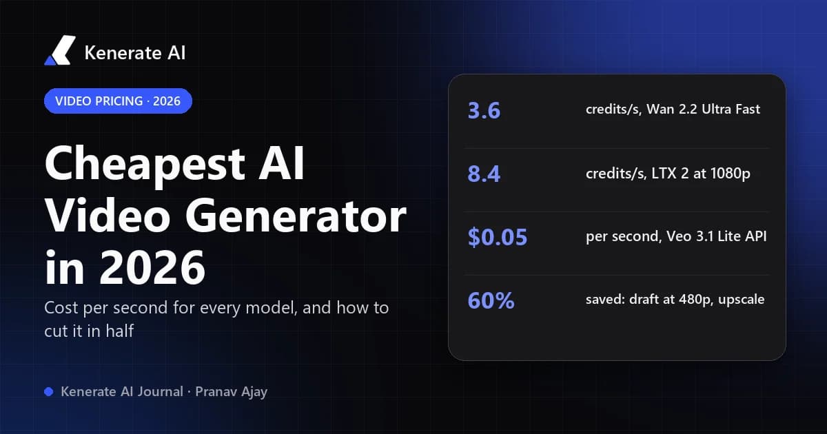 Cheapest AI Video Generator in 2026: Cost per Second Compared