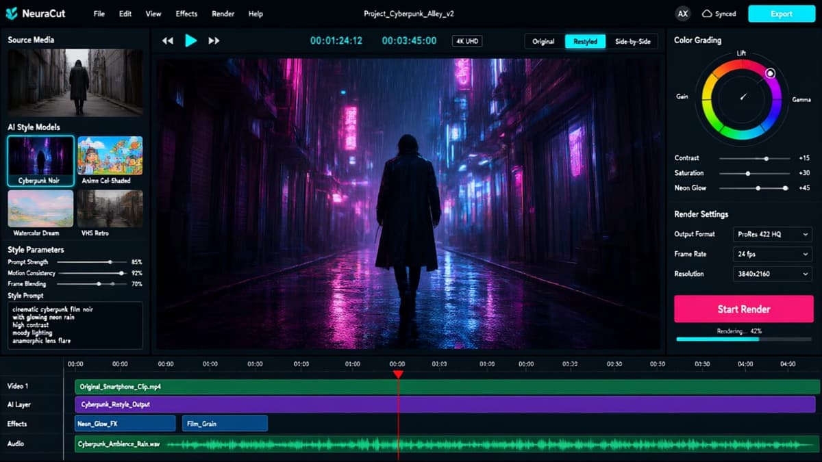 Smartphone Video to Cyberpunk Film Noir
