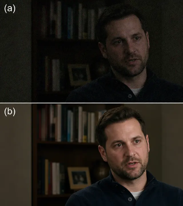 AI video enhancer — before and after