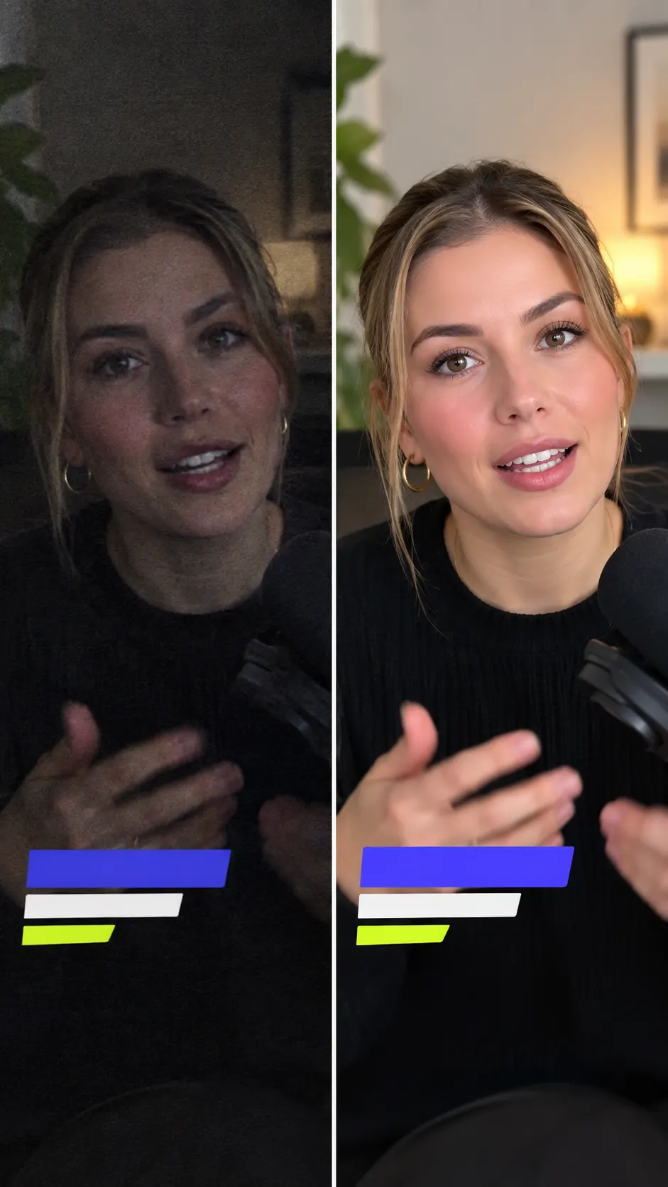 Add text & subtitles — before and after