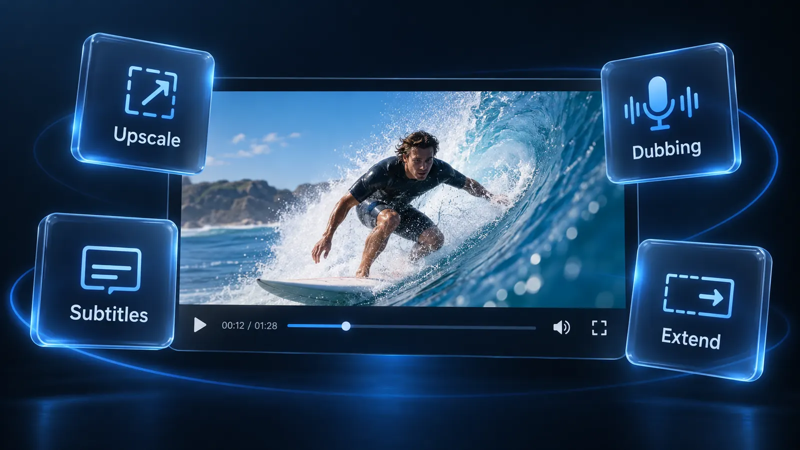 AI video editor — upscale before and after